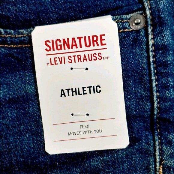 Levi Strauss Signature Jeans Mens 28x30 Athletic Fit Dark Wash Denim - Picture 6 of 14